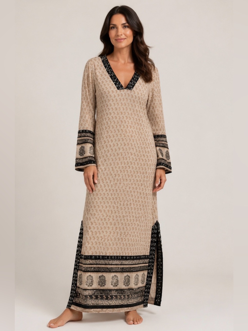 Calypso St Barth 100% Cashmere Embellished Maxi Sweater Dress S Vintage Y2K Boho
